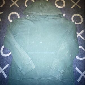 Green Vintage Look Hooded Sweatshirt